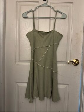Promesa Olive Green Spaghetti Strap Knit Mini Dress